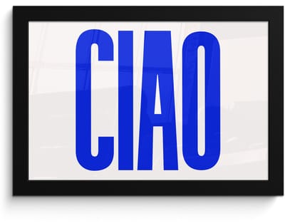 Poster in lijst - Fotolijst 30x20 cm - Posters - Ciao - Hoofdletters - Blauw - Minimalistisch - Posterlijst zwart - Decoratie - Wanddecoratie woonkamer - Muurdecoratie slaapkamer