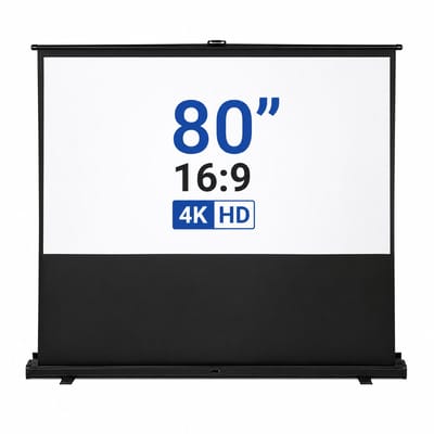 ITRONIQ Projectiescherm Vloerstaand 80 Inch - Draagbaar Beamer Scherm 16:9 - 177x99,5 CM - 4K HD - Glasvezel - Opvouwbaar - Zwart