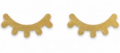 Houten wanddecoratie - Wooden wall decoration | Slaperige ogen 60 x 14cm Sleepy eyes | Goud - Gold | Muurdecoratie kinderkamer - Wall art for kids room - Wandfiguur - Babykamer - Slapen