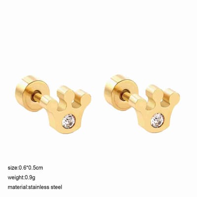 WeLoveSilver - goudkleurige oorstekers - kristal kroontje - 6 mm