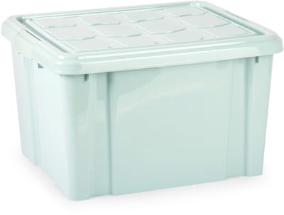 Plasticforte Multi Storage Opslagbox met deksel - mintgroen - 25 liter - 42 x 25 x 30 cm - kunststof - opbergdoos - opbergen