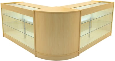 Helios led-winkeltoonbankset - esdoorn - cm60 & 2xk1500 - gehard glas