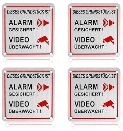 Videobewakingswaarschuwingsbord - 4 stuks - Zelfklevend - 10 x 10 cm