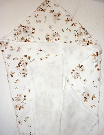 Oogappel Jasmijn Cottonsoft Hydrofiel Badcape Baby 75x75 cm Kraam Cadeau-Offwhite