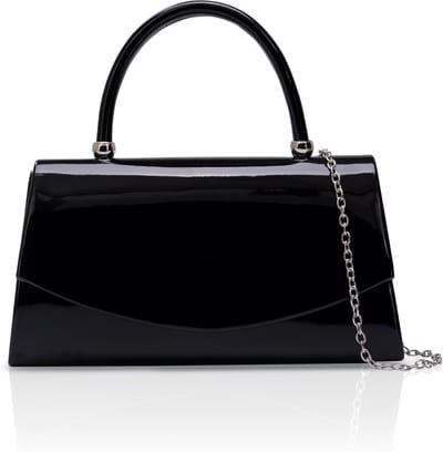 Elegante zwarte clutch van lakleer voor een stijlvolle avonduitgang en dagelijkse gebruik