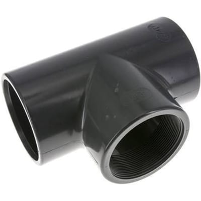PVC T-Stuk Lijmmof 90mm x Binnendraad Rp3 ''