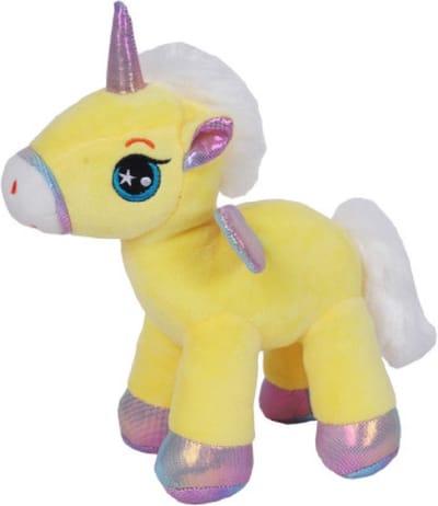 Knuffeldier Eenhoorn Eureka - zachte pluche stof - dieren knuffels - geel - 22 cm