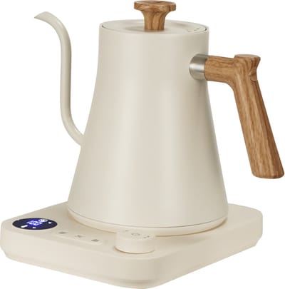 Gooseneck Waterkoker 0,9L - Elektrische Pour Over Kettle met Temperatuurregeling - RVS 304 - Wit