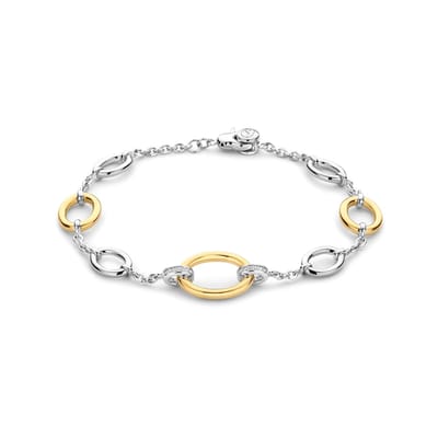 TI SENTO Dames Armband - 925 zilver - Zirkonia met geel verguld - Maat M - 23073ZY