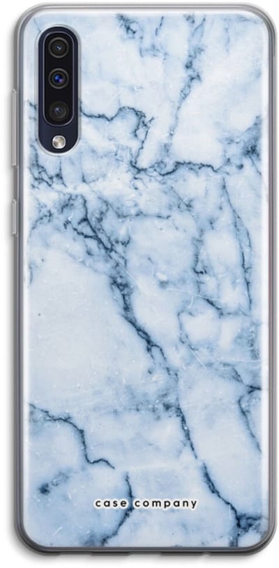 Case Company® - Hoesje geschikt voor Samsung Galaxy A50 hoesje - Blauw marmer - Soft Cover Telefoonhoesje - Bescherming aan alle Kanten en Schermrand