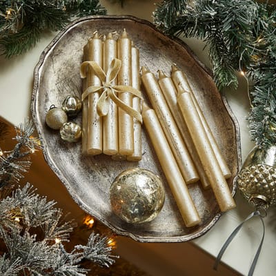 LOBERON Kaars set van 12 Bauceau goudkleurig