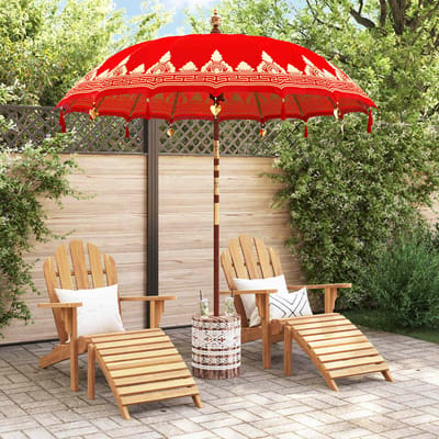 vidaXL - Balinese - parasol - met - basis - Rood - 215 - x - 215 - x - 260 - cm - Katoen