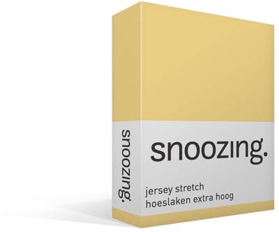 Snoozing Jersey Stretch - Hoeslaken - Extra Hoog - Eenpersoons - 70/80x200/220 cm - Geel