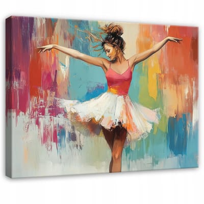 WALLARENA - Canvas schilderij - 100x70 cm - afbeelding van een ballerina vrouw kunst voor slaapkamer salon keuken