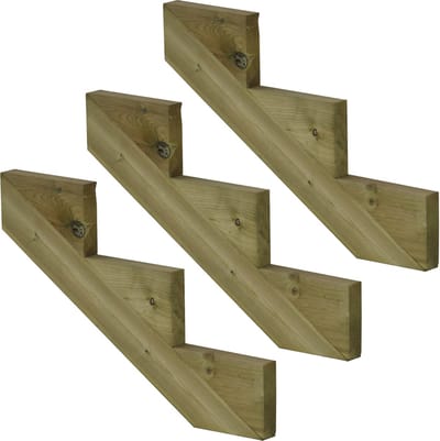 Set van 3 stuks: Trapbalk 3 treden geïmpregneerd hout voor tuintrap