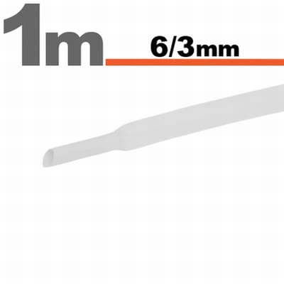 10× 1 Meter Krimpkous Wit 6 / 3 mm – 10 Stukken Van 1 Meter – Warmtekrimpbuis Voor Isolatie En Kabelbescherming – Geschikt Voor Elektrische Installaties En Reparaties [11022W]