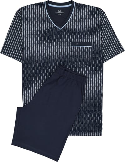 Gotzburg heren shortama - blauw met lichtblauw en wit dessin