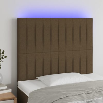 vidaXL - Hoofdbord - LED - 80x5x118/128 - cm - stof - donkerbruin