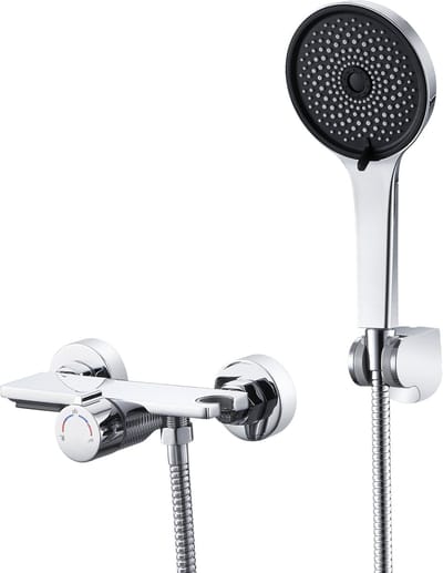 Auralum Max Badkraan met Handdouche Complete Set - RVS - Watervalontwerp - Douchekop met Planche - met 5 Functies Handdouche - 150 mm Hartafstand - Waterbesparend - Chroom