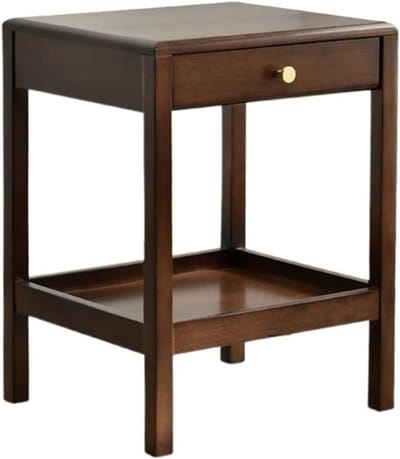 Bijzettafel Hout - Nachtkastje Hoektafel - Koffie Laptop Houder - Met Lade - 37.5 x 34 x 50 cm - Bruin
