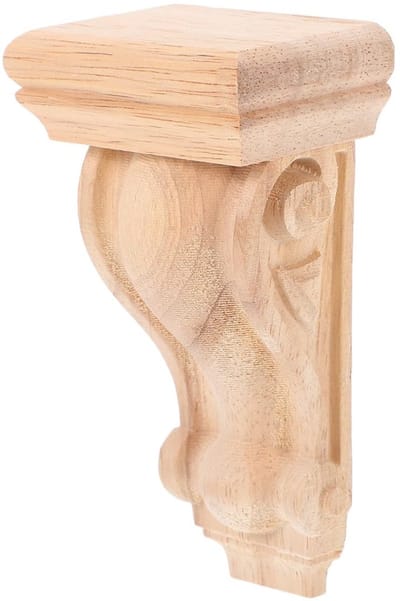 Cosensi- Romeinse Zuil - Houten Console 11,00 x 6,00 x 4,00 cm - Gesneden Ornamenten - Wanddecoratie - Vintage Stijl - Duurzaam Hout - Decoratieve Pilaar