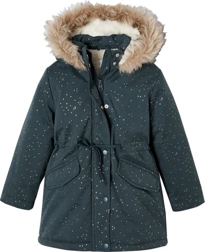 Vertbaudet Meisjesparka met glitters en pailletten met imitatiebonten voering