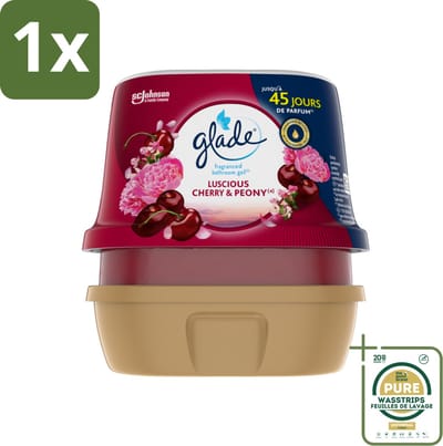 1 x Glade - Badkamer Gel - Luscious Kers & Pioenroos - 180 g- Badkamer Geur - Bloemige Geur - Geur Gel - Geurverspreiding - Geur Gel Badkamer