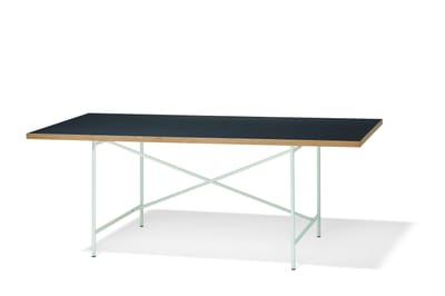 Richard Lampert Tafel Eiermann 1 - Linoleum nero 4023/eiken rand - 110 x 66 cm - wit - excentrische stut - 140 x 80 cm