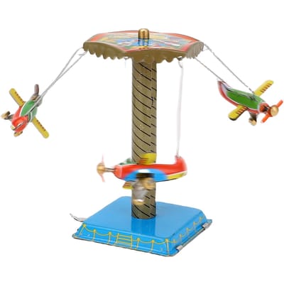 Verzamelblik Vliegtuig Carrousel Mm089 Retro Nostalgisch Opwindbaar Veer Draaiend Vliegtuig Beeldje Vliegtuig Blikken Vliegtuig Carrousel brown