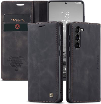 Samsung Galaxy S23 Bookcase hoesje - CaseMe - Effen Zwart - Kunstleer