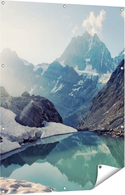 Gards Tuinposter Landschap berg meer - 90x120 cm - Tuindoek - Tuindecoratie - Wanddecoratie buiten - Tuinschilderij