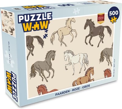 Puzzel Paarden - Roze - Grijs - Meisjes - Kinderen - Meiden - Legpuzzel - Puzzel 500 stukjes