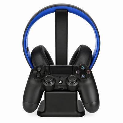 Headset Standaard en Controller Houder Geschikt voor PlayStation 4 en PlayStation 5 – Gaming Bureau Organizer – Wit