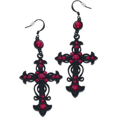 Gothicana by EMP - Gothic Oorbel - Red Crosses - voor Vrouwen - zwart-rood