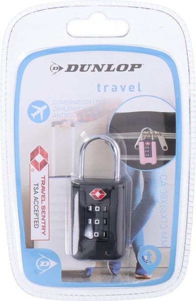 Dunlop TSA slotje - zwart - kunststof/metaal - cijferslot - bagageslot voor reistassen/koffer - Handbagage sloten