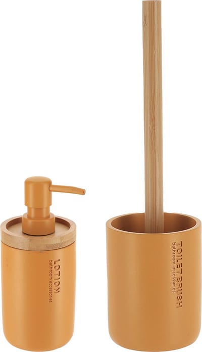 Tendance Badkamer accessoires set 2-delig - PS/bamboe - oranje - robuust - matte coating - luxe set