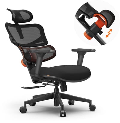 Newtral NT001 Ergonomische Bureaustoel met Hoofdsteun - 96°-136° Kantelfunctie - 4D-verstelbare Armleuningen - Adaptieve Lendensteun - Zwart