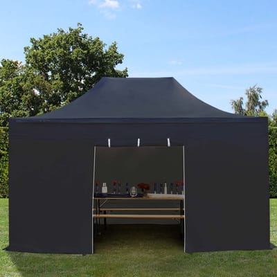 3x4,5 m Easy Up partytent Vouwpaviljoen, PREMIUM staal 40mm met zijwanden, zwart