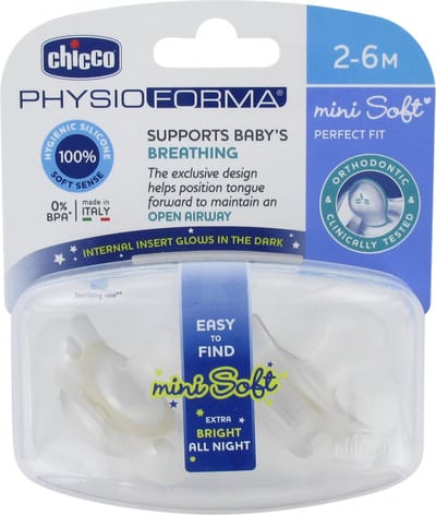 Chicco Fopspeen Mini Physio Soft Siliconen Transparant 2 Stuks