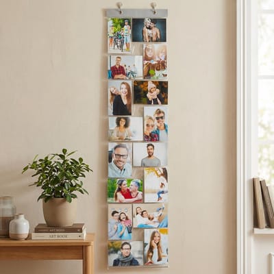 MTTproducts- Fotogordijn 16 Vakken - Wandfotogalerij - Kaartgordijn - Fotohouder met Ogen - Decoratieve Fotohouder - 114 x 27 cm