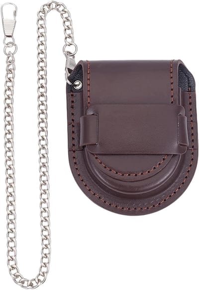 Zakhorloge Case, Horloge Travel Case Vintage Stijl Horloge Organizer Pocket Horloge Display Box, PU Lederen Pocket Taille Tas met Ketting