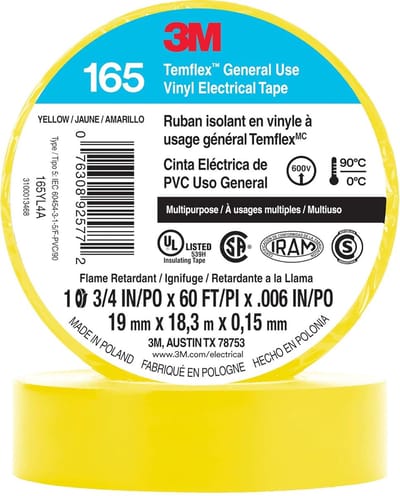 3M Temflex - Vinyl isolatietape 165 - Geel