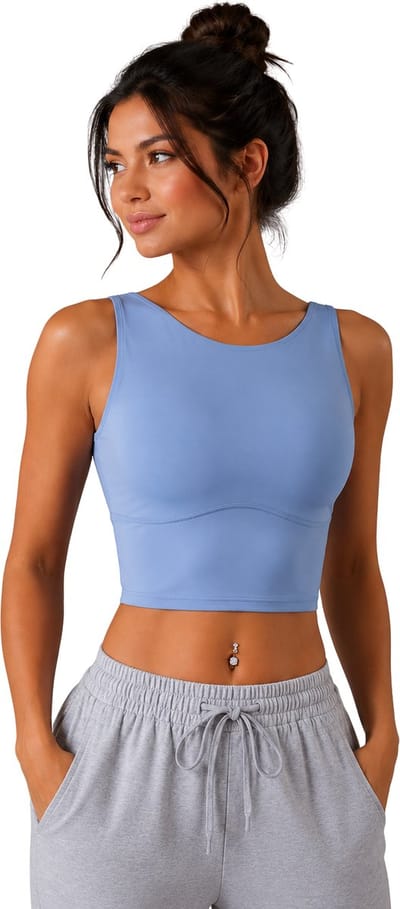 SparkNine Supportflex Sporttop met Built-in Bra - uitneembare pads - XS - blauw - sport bh - met hoge ondersteuning - cropped