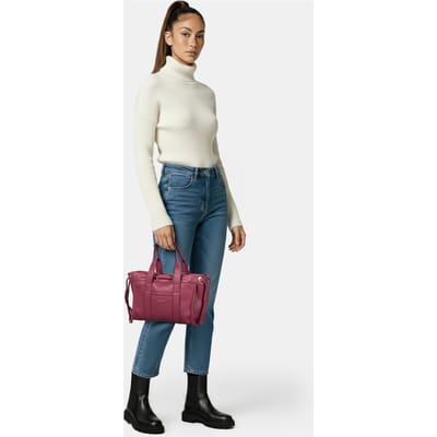 COCCINELLE Leren Handtas Schoudertas 2Day Signature Handbag Grained Leather Rosewood (rood)paars