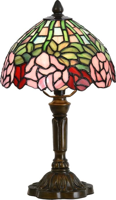 Lumilamp Tiffany Tafellamp Ø 21x39 cm Groen Roze Glas Bloemen