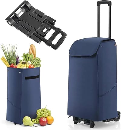 Boodschappentrolley - Handige Kar - Boodschappen Doen - Waterproof Tas - 38 Liter - Donkerblauw