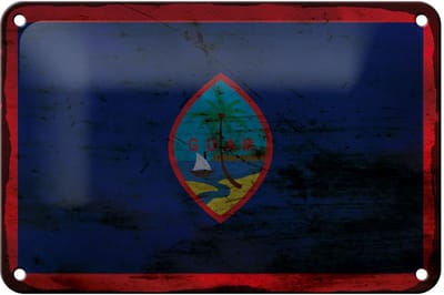 Blechschild Flagge Guam 18x12cm Flag of Guam Rost Dekoration