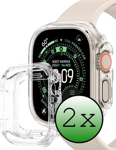 Hoesje - 2 Stuks Geschikt voor Apple Watch Ultra 3 (49 mm) - Extra Sterk - Siliconen Case Cover - Smartwatch Full Bumper Hoes - Transparant