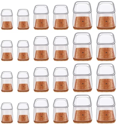 Dailygoods- Stoelpootkappen 24 Stuks - Transparante Silicone Beschermers - Slijtvaste/Antislip - Voor Tafel- en Stoelpoten - Diverse Maten - Geluidloos Gebruik - Meubelbeschermers