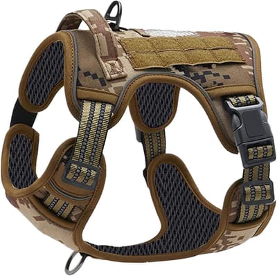 Heavy Duty hondenharnas | Reflecterend vest dat niet trekt, hondenharnas - Dierbenodigdheden met handvat voor dagelijks wandelen en hardlooptaken reddingszoeken, wandelen, kamperen, outdoor-S